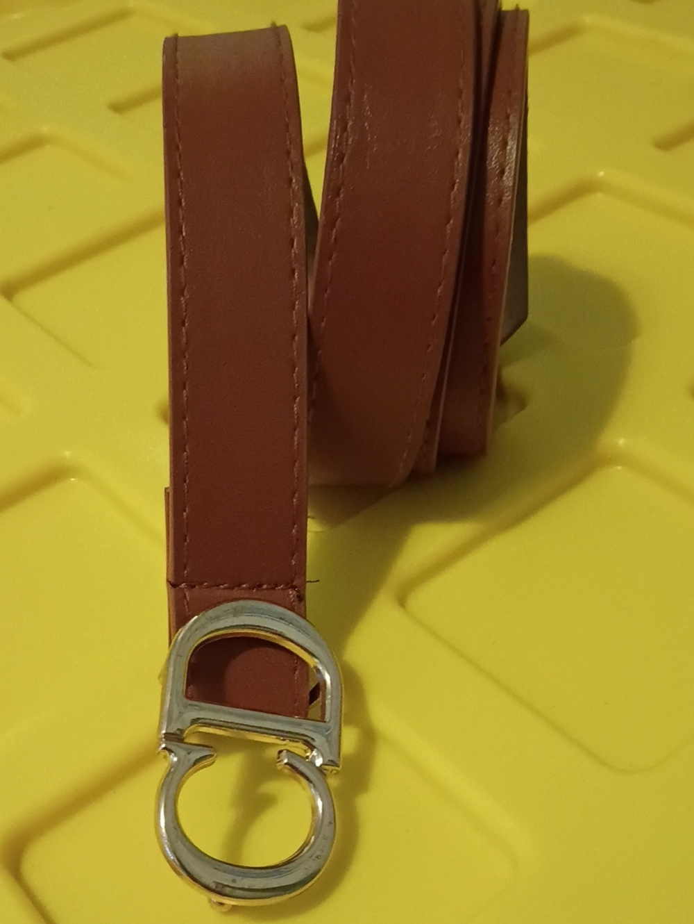 Brown Leather Belt with Silver Buckle - Women's Accessories size 40